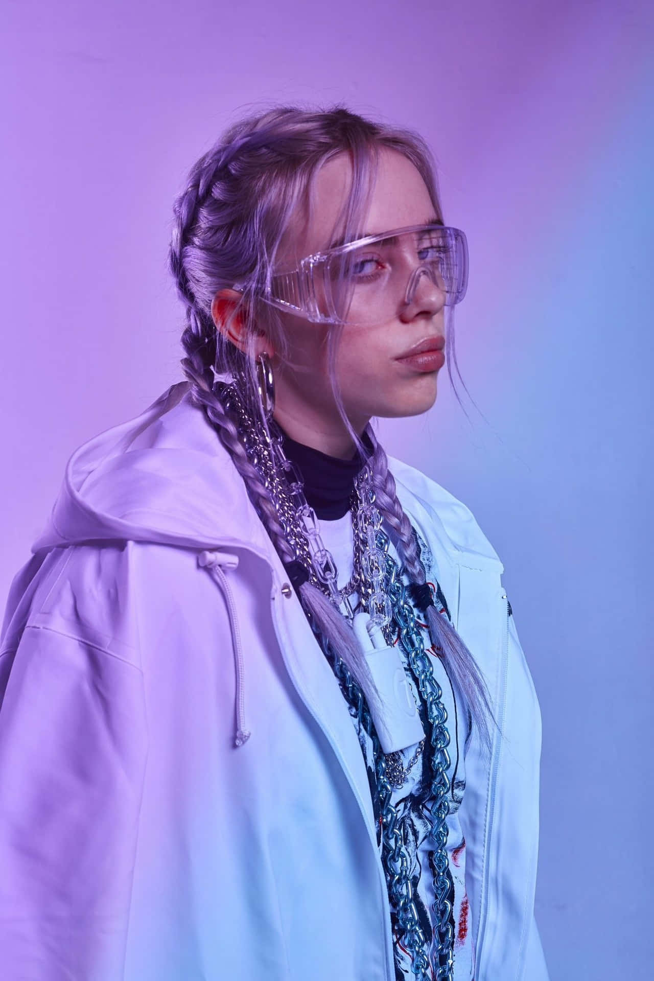Download Billie Eilish In A Bold Purple Look Wallpaper