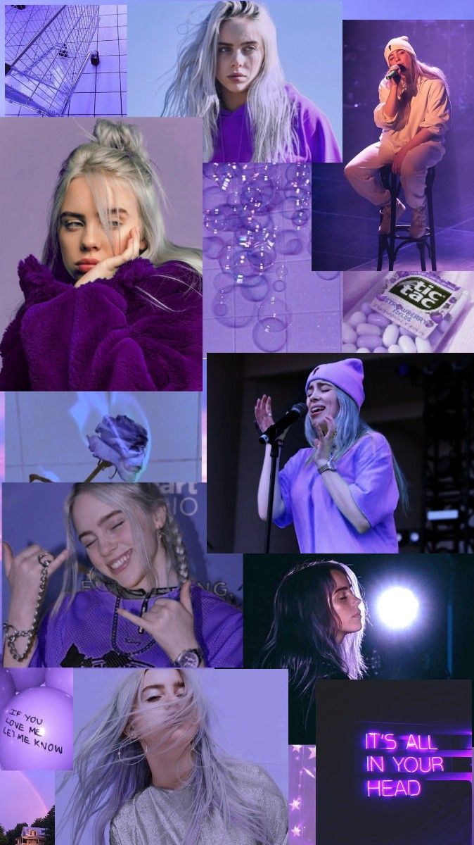 Billie Eilish tumblr inspired purple wallpaper