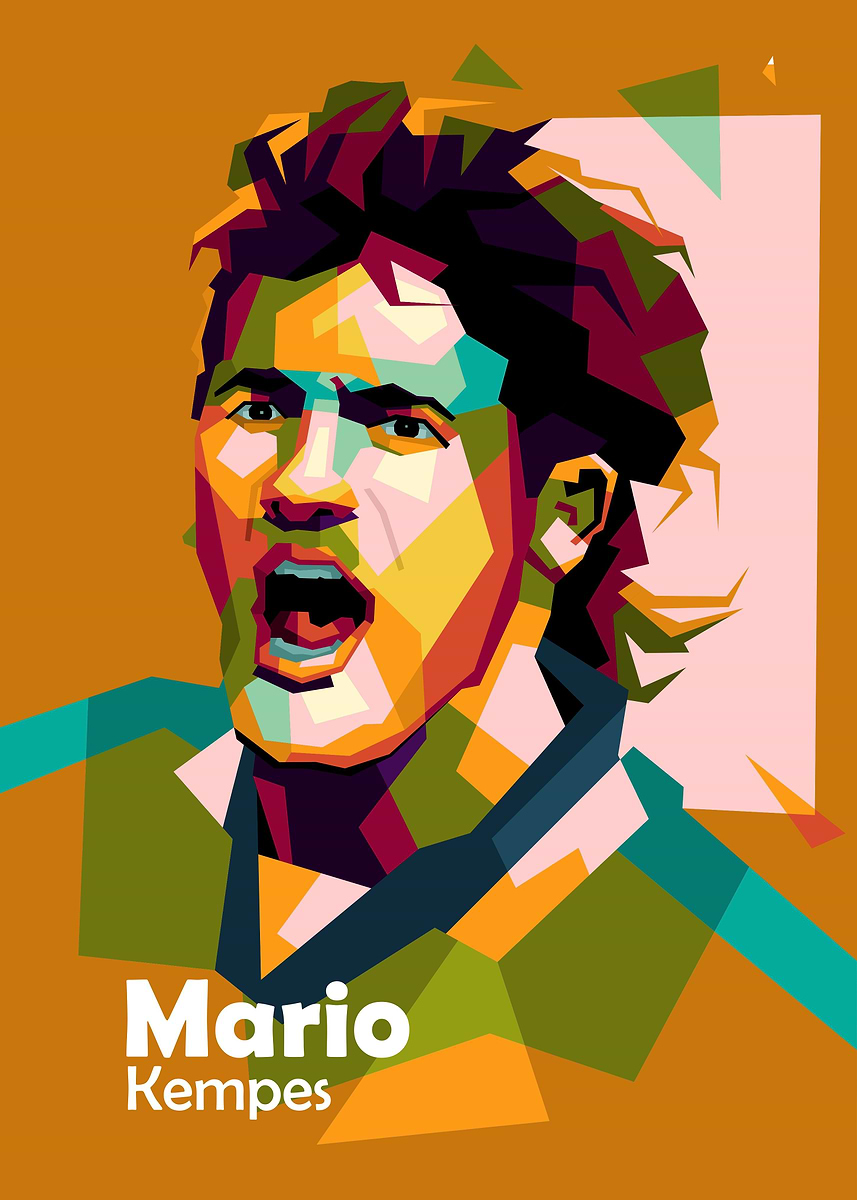 Mario Kempes popart' Poster, picture, metal print, paint