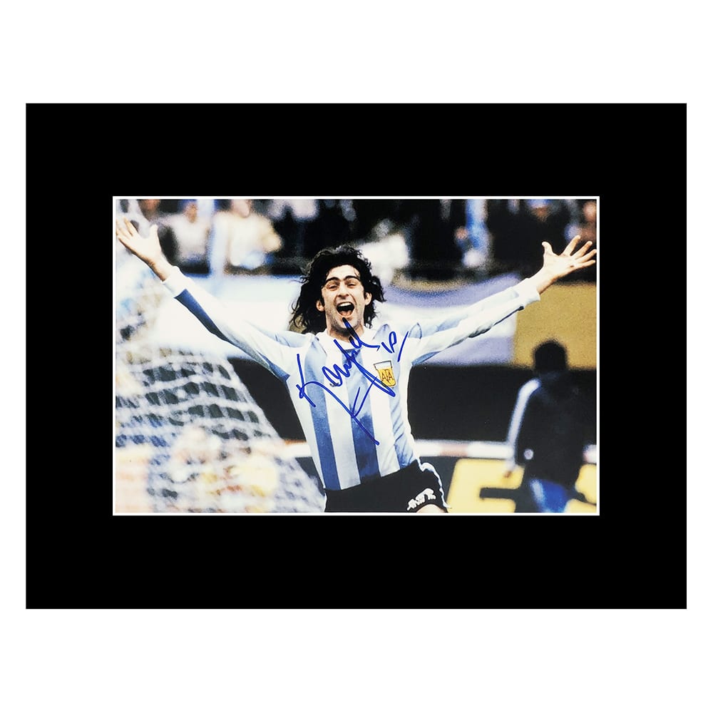 Signed Mario Kempes Photo Display Argentina Icon Autograph