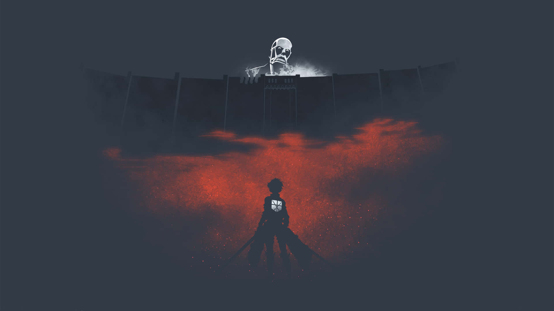 Download A female character from Attack On Titan stands in a dark, foreboding forest