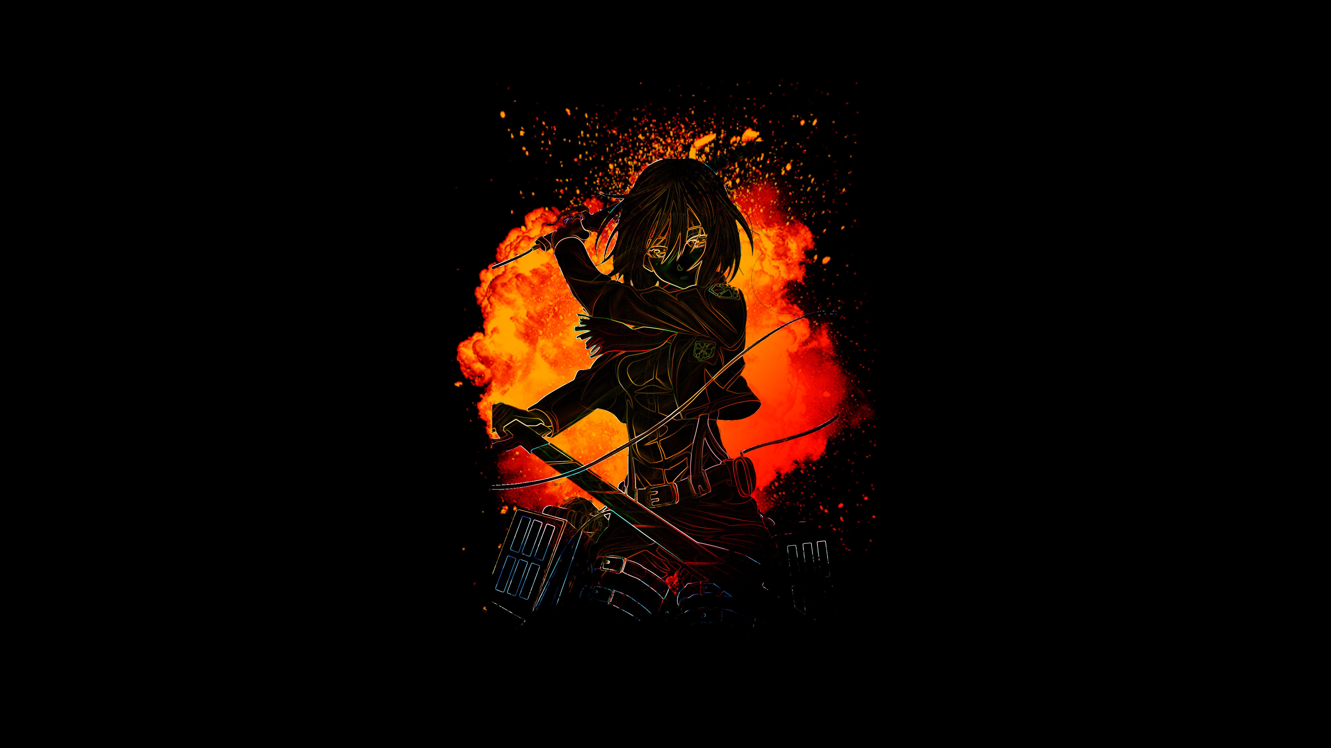 Mikasa Ackerman Attack on Titan AMOLED 5K Wallpaper