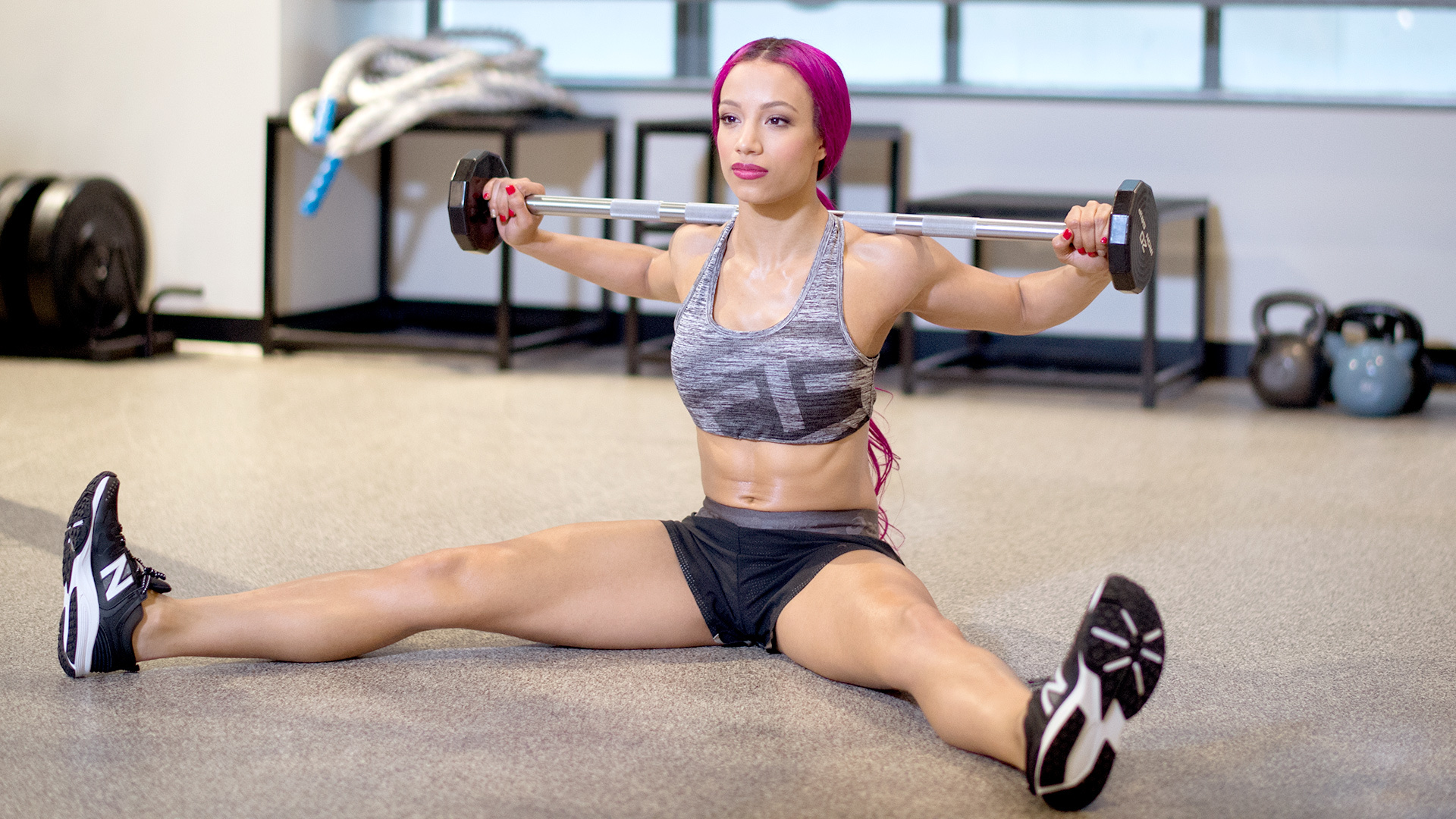 Wallpaper workout, fitness, sasha banks for mobile and desktop, section спорт, resolution 1920x1080