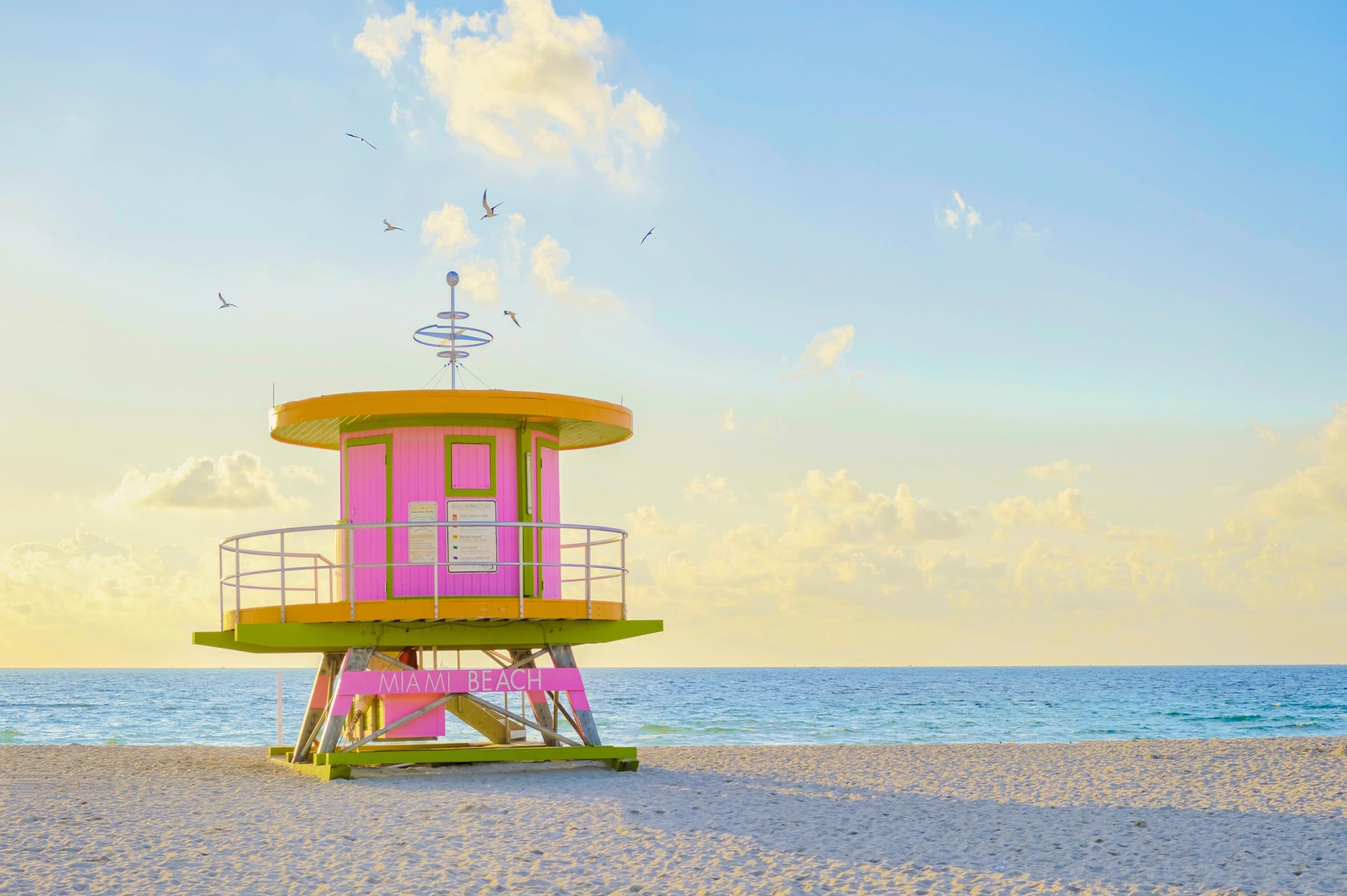 Amazon.com, CHNYWORK 15ftx8ft Miami Beach Backdrop Pink Lifeguard Tower Florida Seagull Seaside South Beach Sunrise Scenery Background Summer Vacation Birthday Wedding Theme Party Decor Photo Props Wallpaper