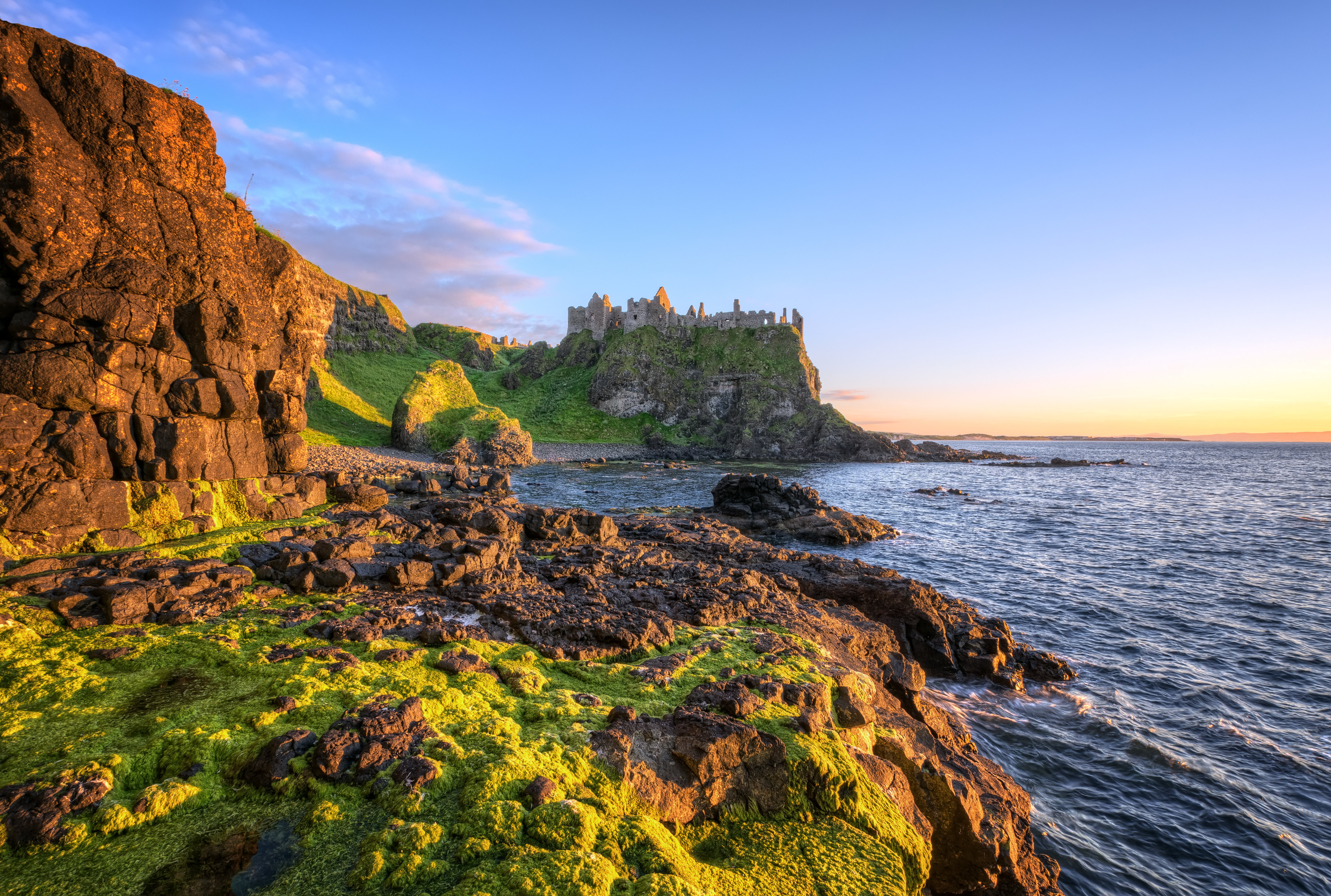 Download Cliff Castle Coast Sea Ireland Man Made Dunluce Castle 4k Ultra HD Wallpaper