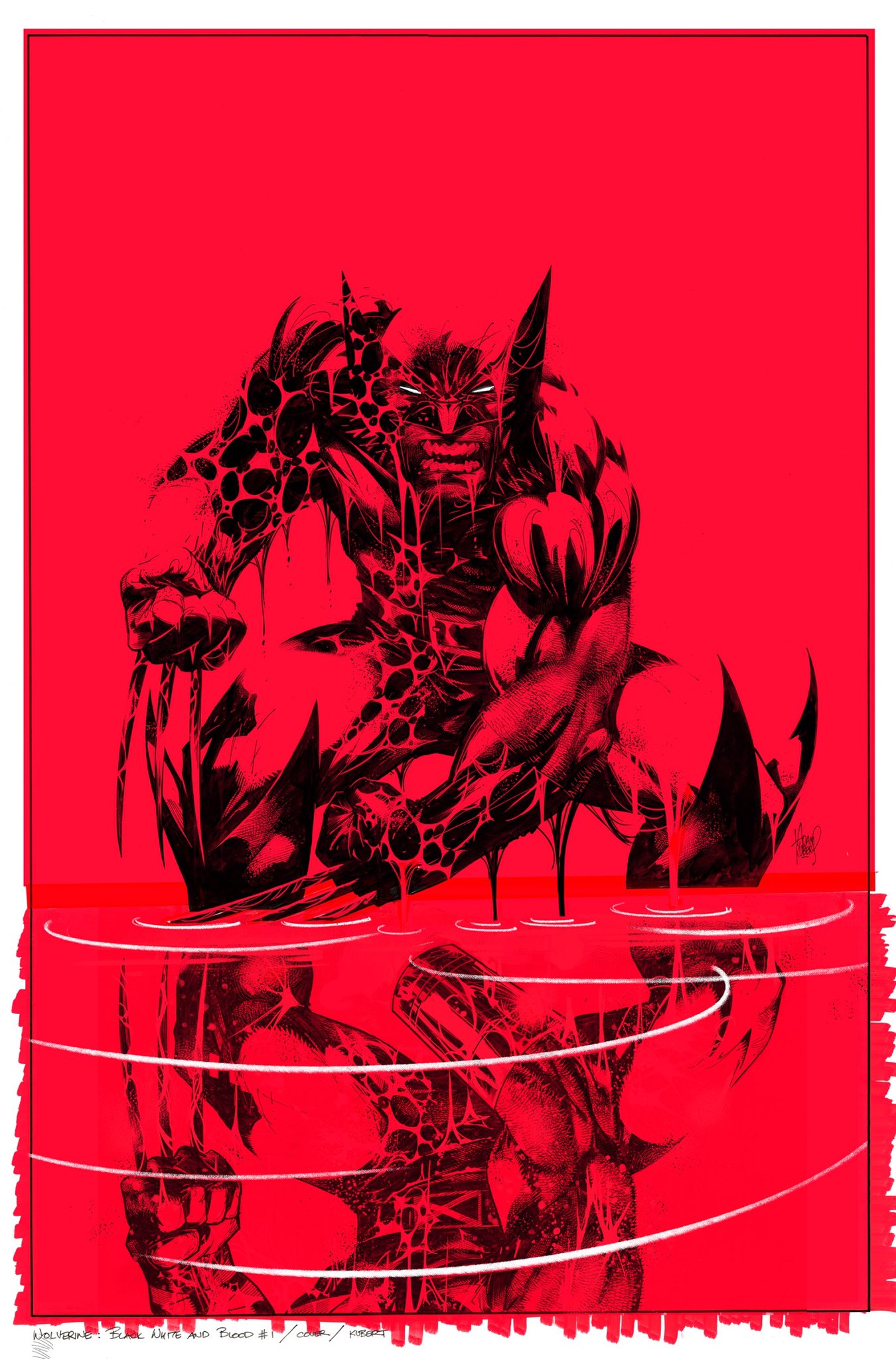 Adam Kubert variant cover for Wolverine: Black, White and Blood out next week