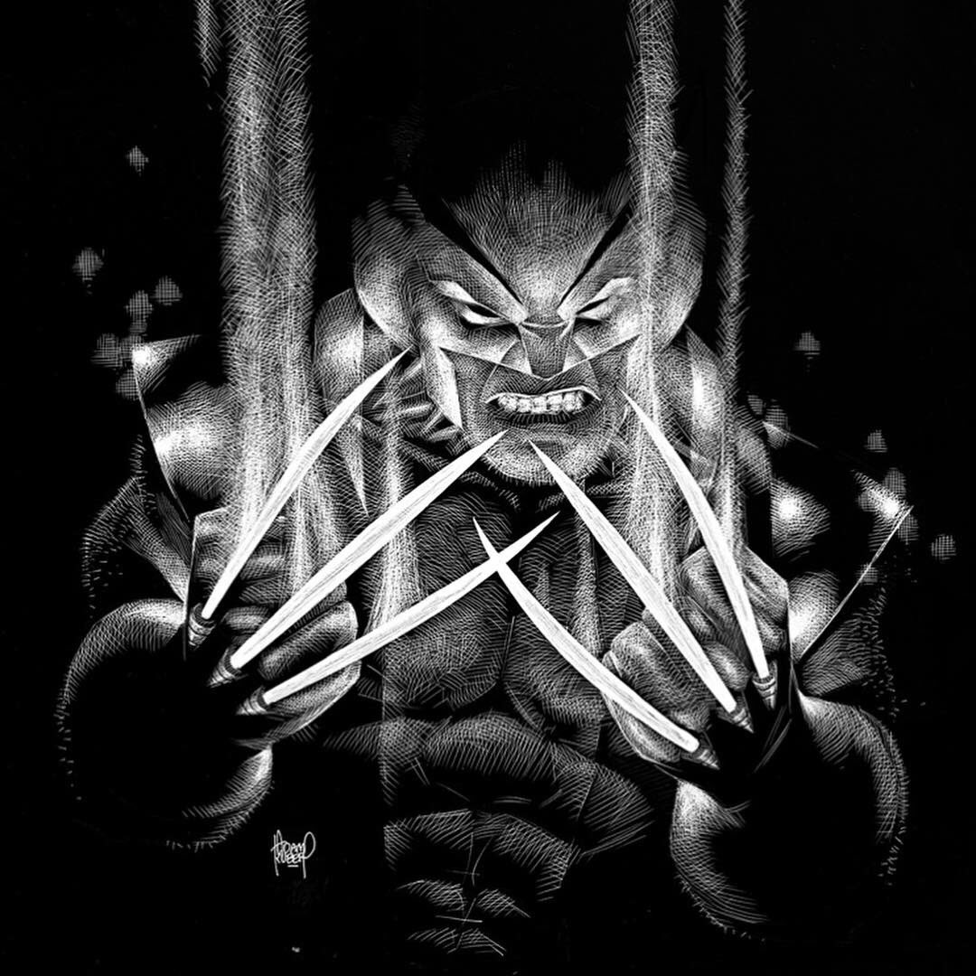 Adam Kubert - #Wolverine cover #scratchboard #process #marvel #xmen