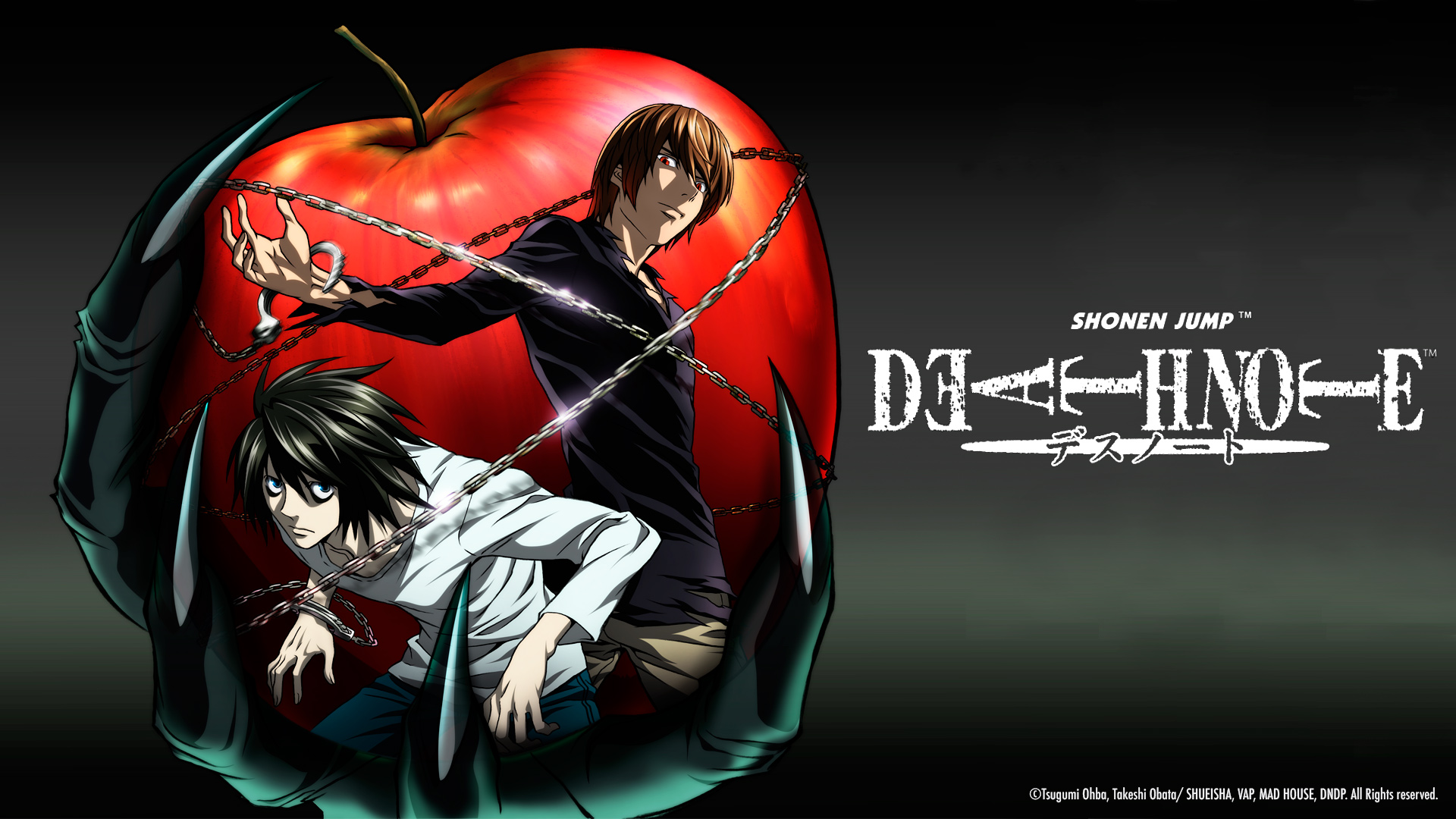 Death Note HD Anime Wallpaper: Intense Shadows and Dark Apples