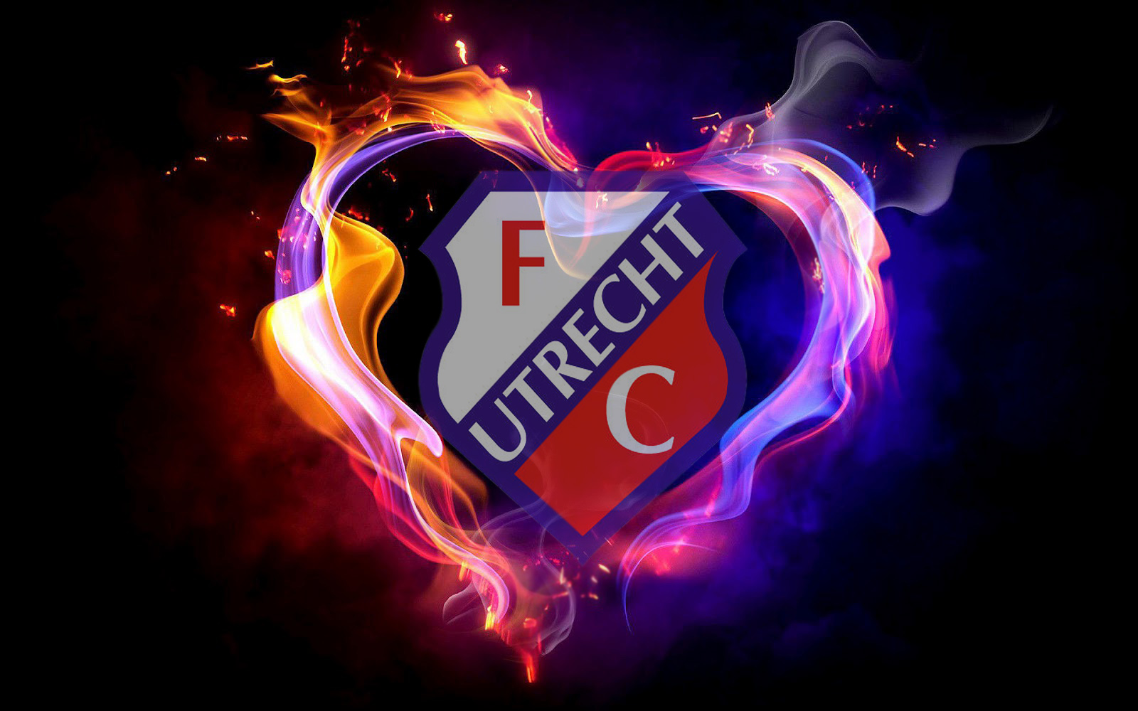FC Utrecht wallpaper met vuur