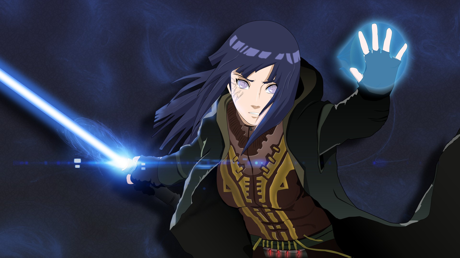 Wallpaper Star Wars, jedi, shinobi, Hyuuga Hinata, Naruto Shippuden, byakugan, doujutsu, kunoichi for mobile and desktop, section сёнэн, resolution 1920x1080