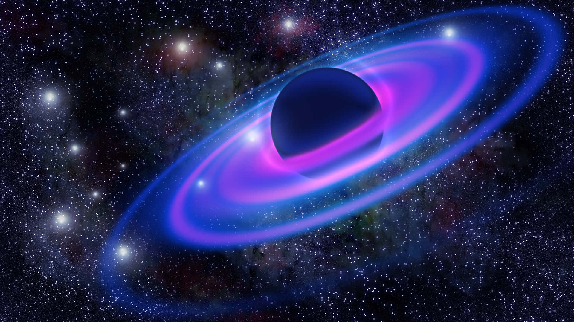 Download A Black Hole In Space With A Blue And Purple Ring Wallpaper