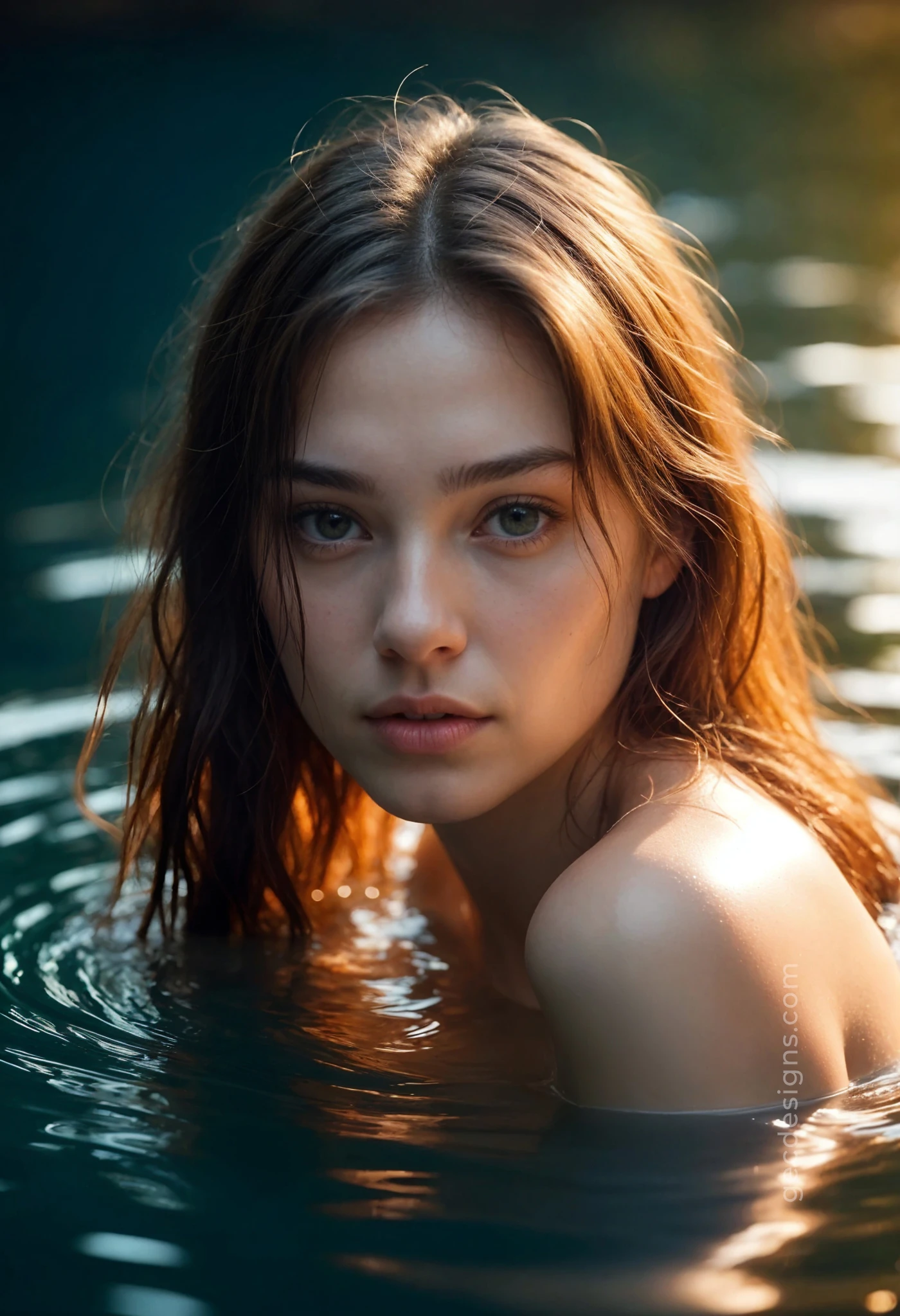 Beautiful Realistic Girl enjoying in a water wallpaper
