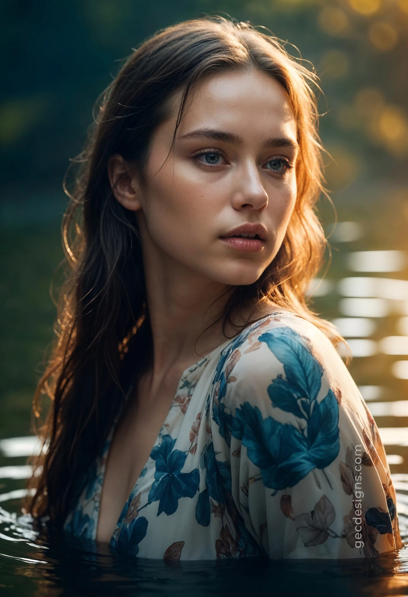 Beautiful girl in a water wallpaper image