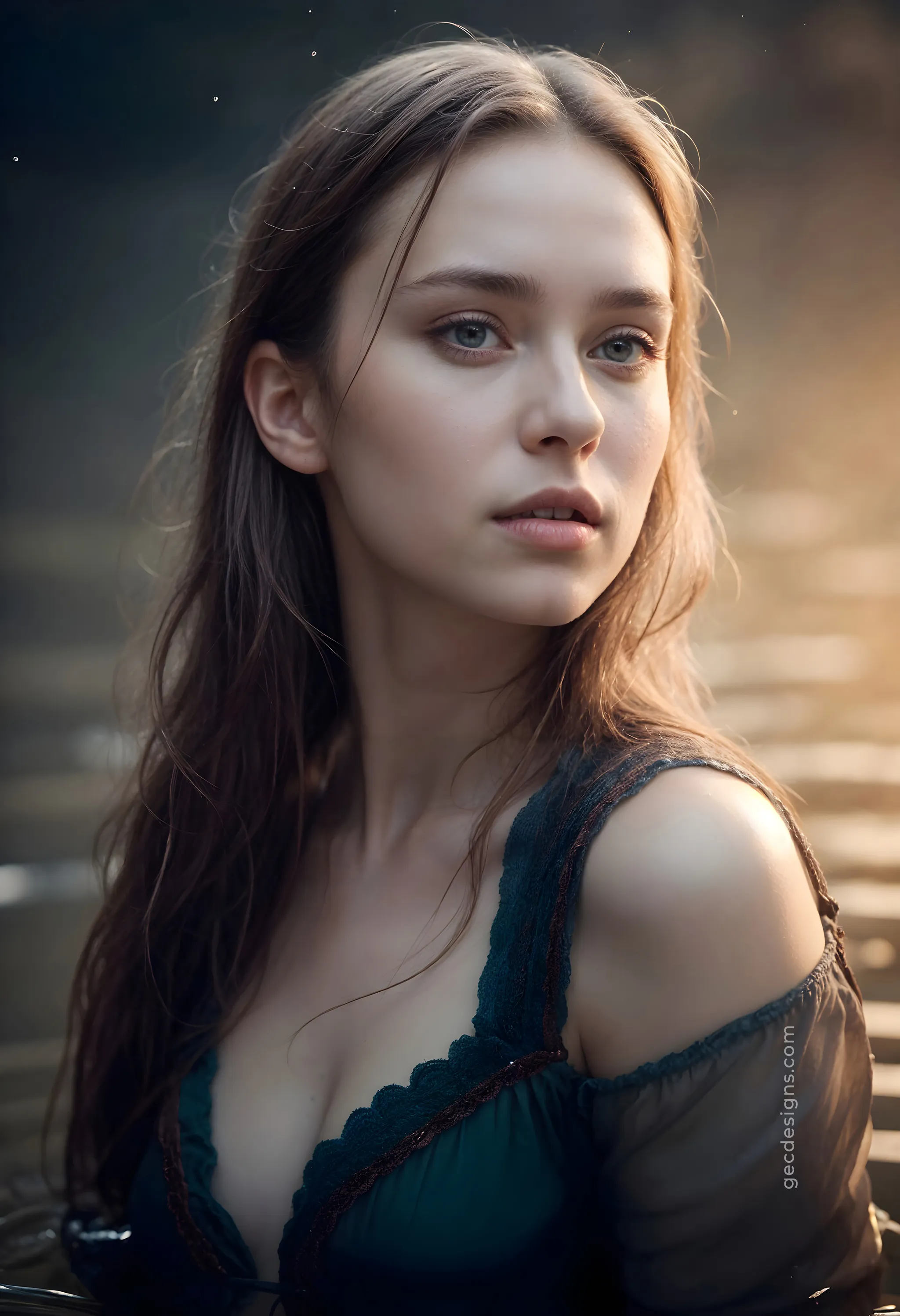 Realistic young woman in a water wallpaper image