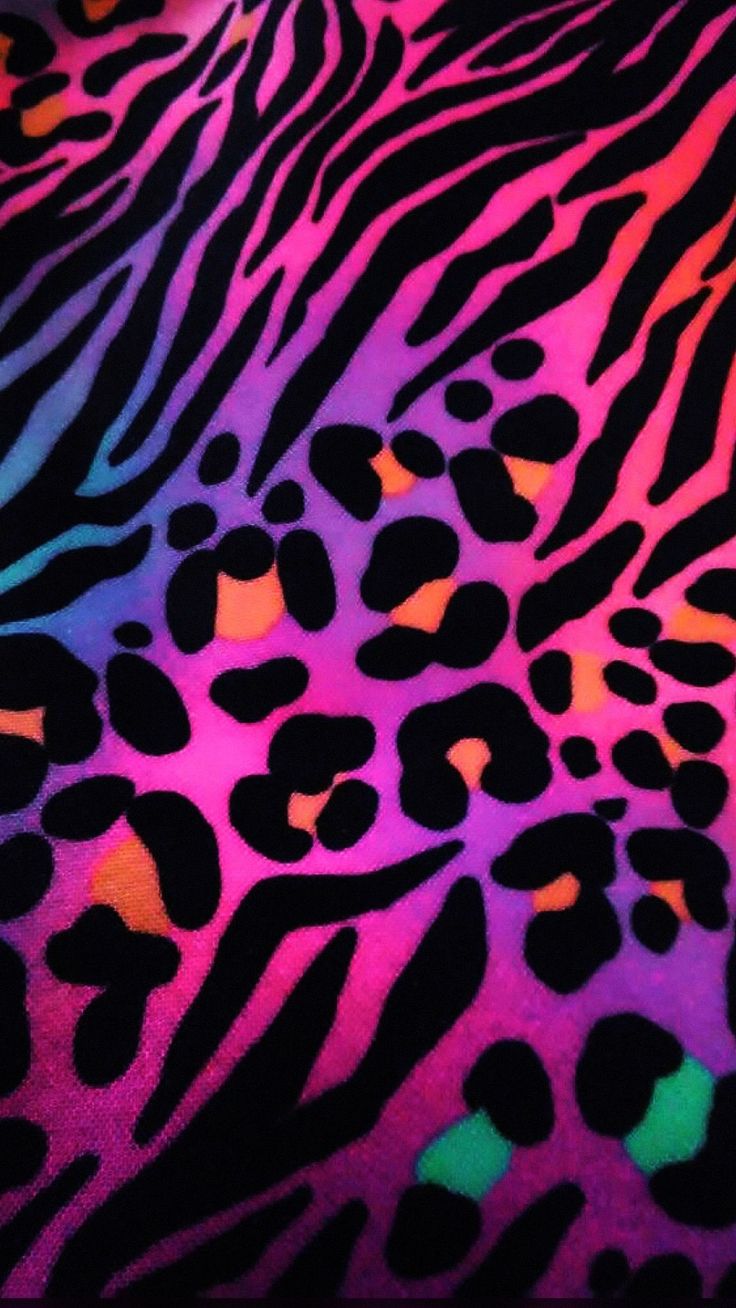 Multicolor Pink Leopard and Zebra Print Wallpaper
