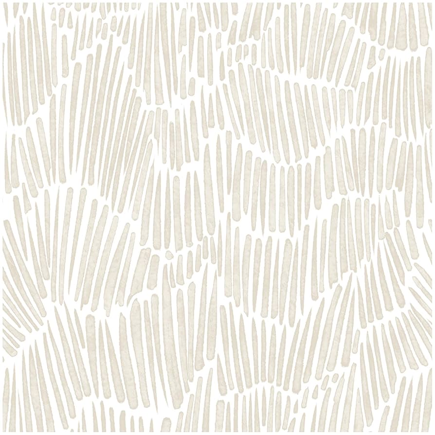 Theper Beige Wallpaper 17.3×393 Modern Striped Wallpaper Peel and Stick Wallpaper Vinyl Boho Removable Self Adhesive Wallpaper for Bedroom Waterproof Wall Paper White and Gold Contact Paper