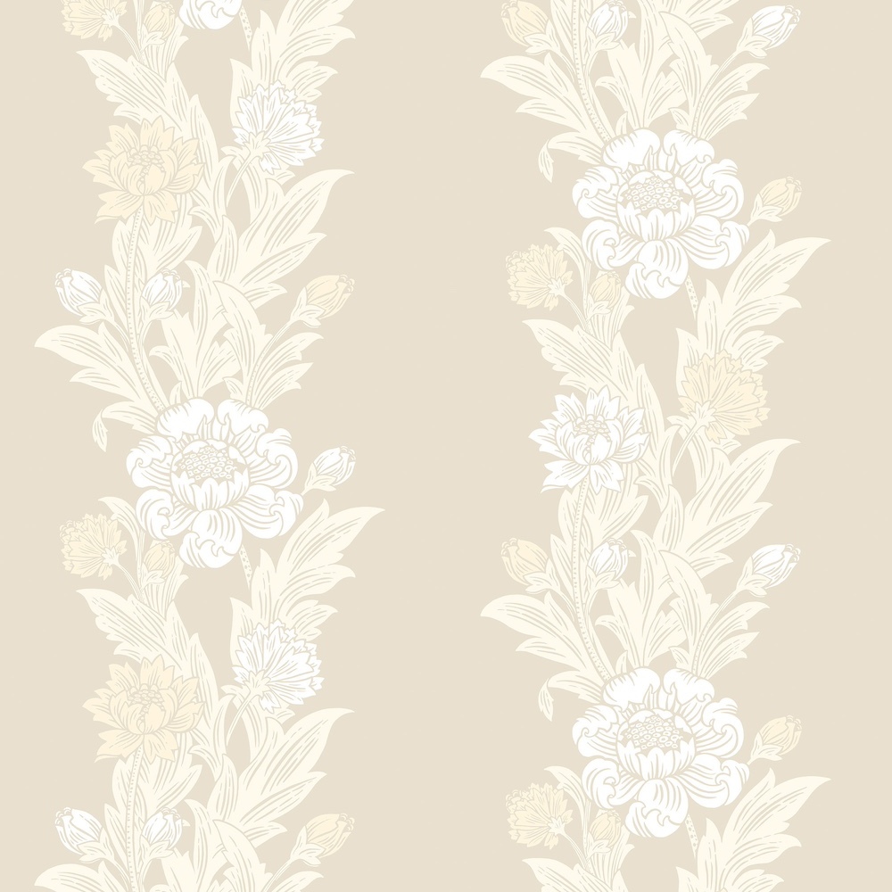 Galerie Blooming Stripe White Beige Wallpaper