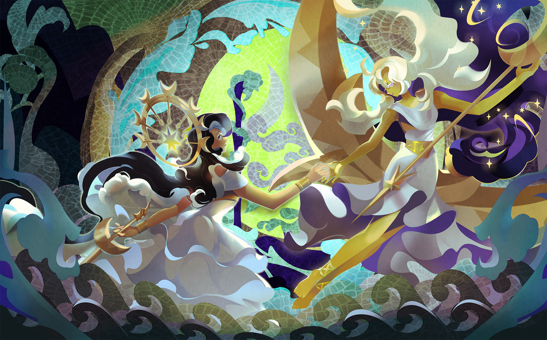 Sea Fairy & Moonlight Cookie: Stunning HD Wallpaper from COOKIE RUN: KINGDOM
