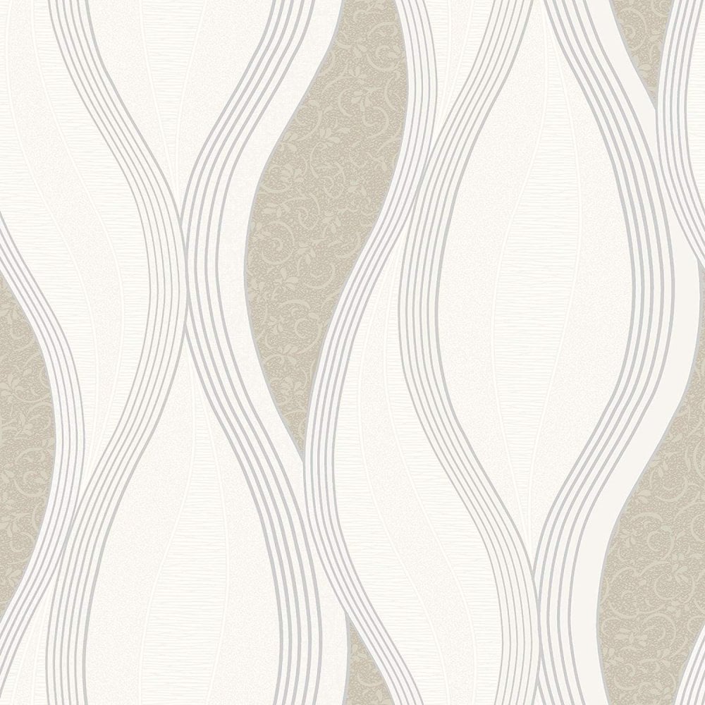 Sample Direct Wallpaper Wave Swirl Beige White Embossed Textured Vinyl Wallpap from I Want Wallpaper UK