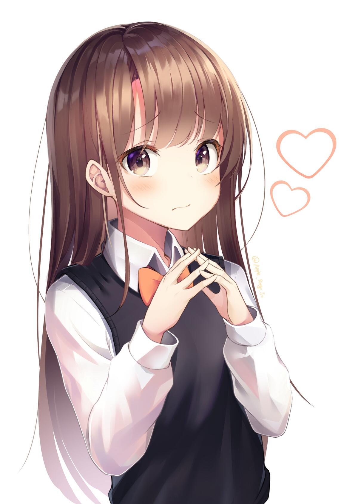 Wallpaper wallpaper anime girl moe brown hair cute school uniform from virtual image and screensavers