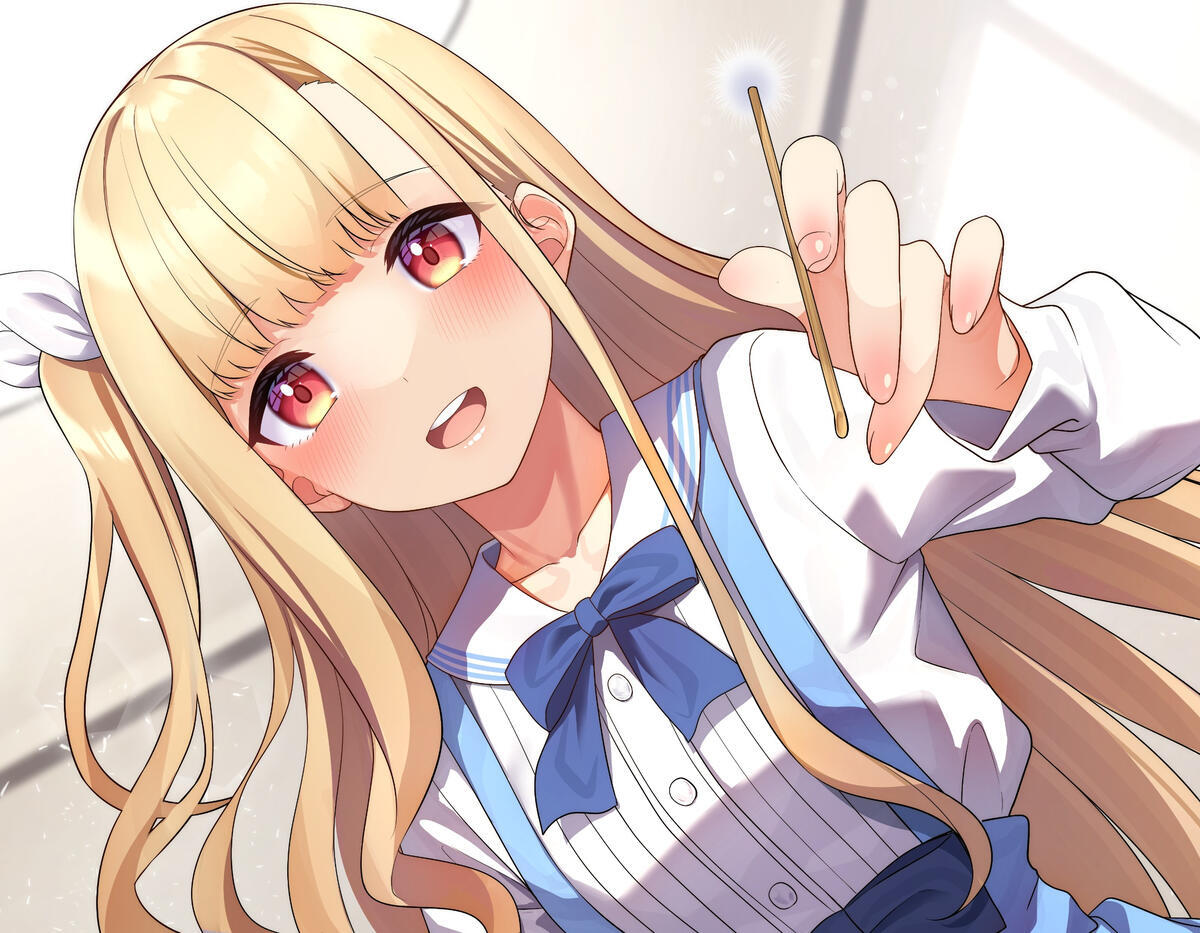 Wallpaper wallpaper moe anime girl blonde blushes ribbon anime from chappie image and screensavers