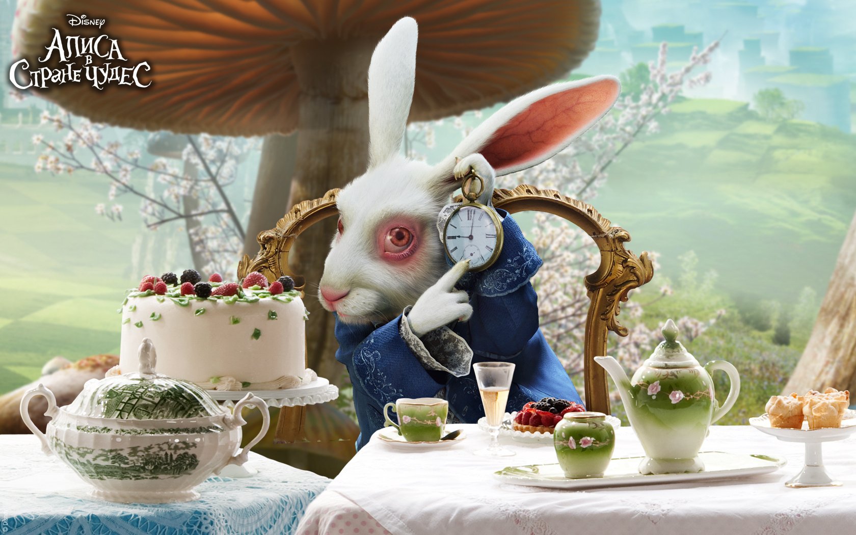 The white rabbit indicating the time from Alice in Wonderland for your phone
