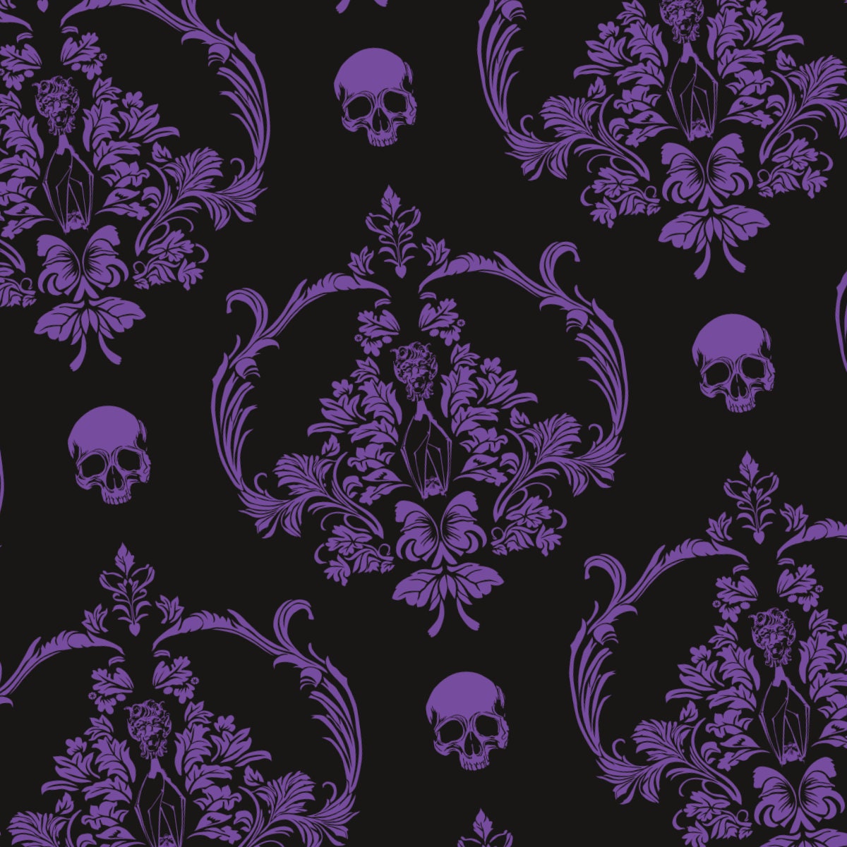 Vampire Bat Gothic Damask wallpaper peel and stick wallpaper