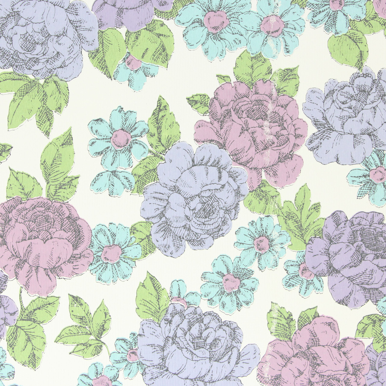 1960s Vintage Wallpaper Purple Blue Flowers's Vintage Wallpaper