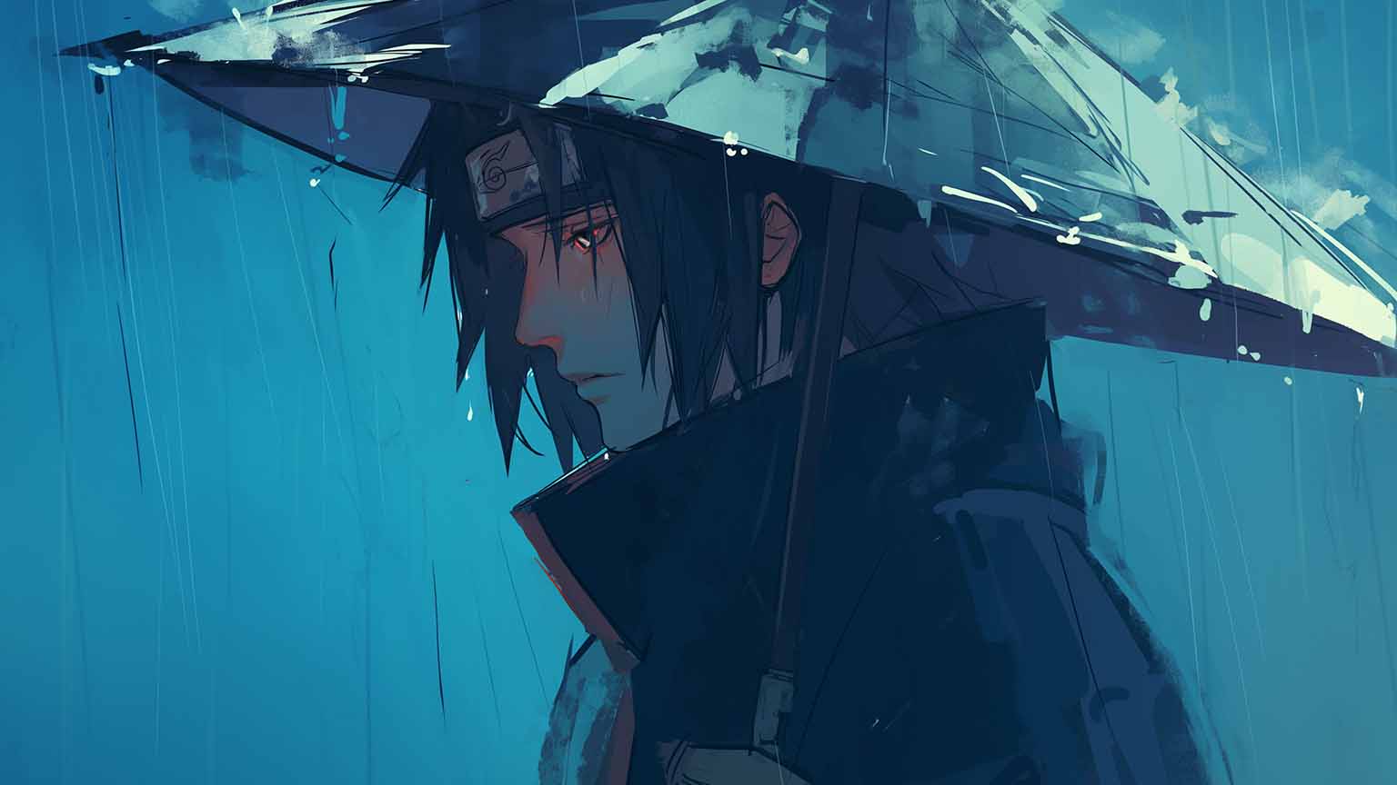 Fre Sasuke Uchiha Rainy Sadness Desktop Wallpaper