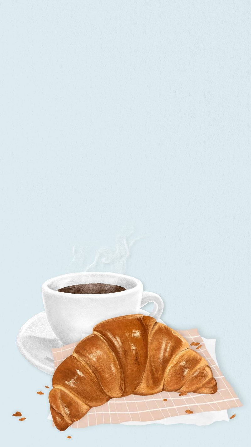 Beige croissant breakfast computer wallpaper. Premium Photo Illustration
