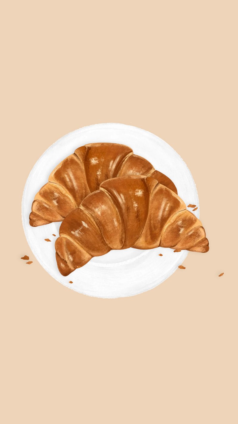 Croissant breakfast computer wallpaper, pastry. Premium Photo Illustration