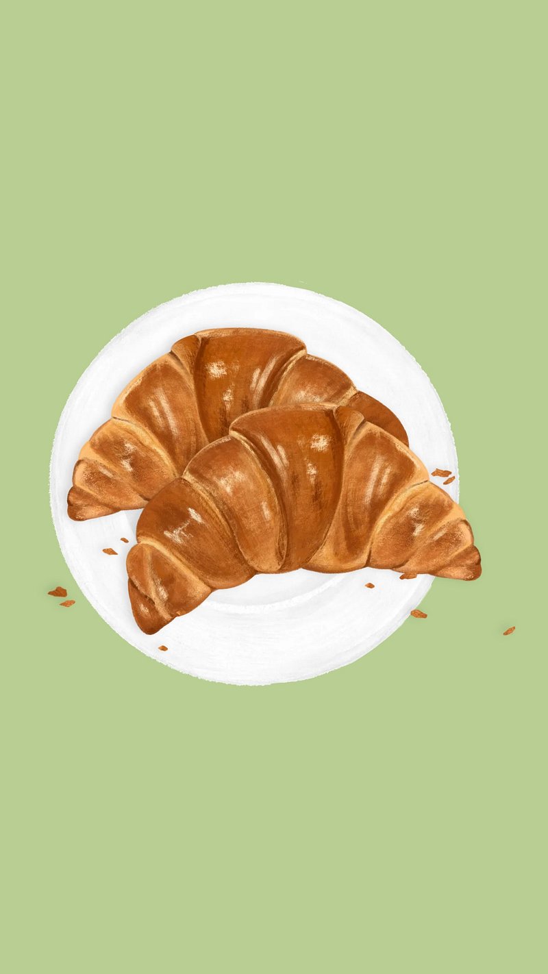 Croissant breakfast computer wallpaper, pastry. Premium Photo Illustration