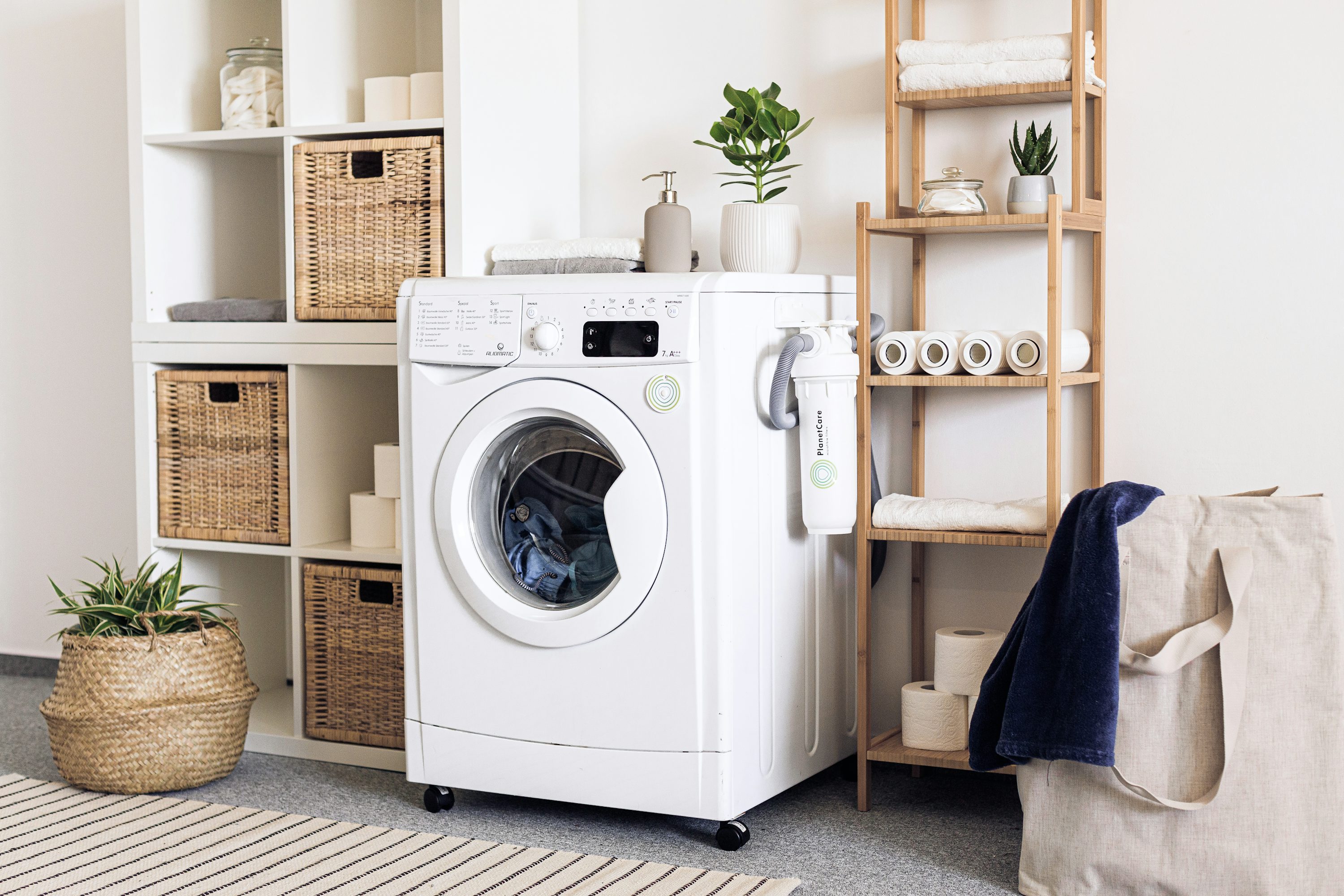 White front load washing machine photo