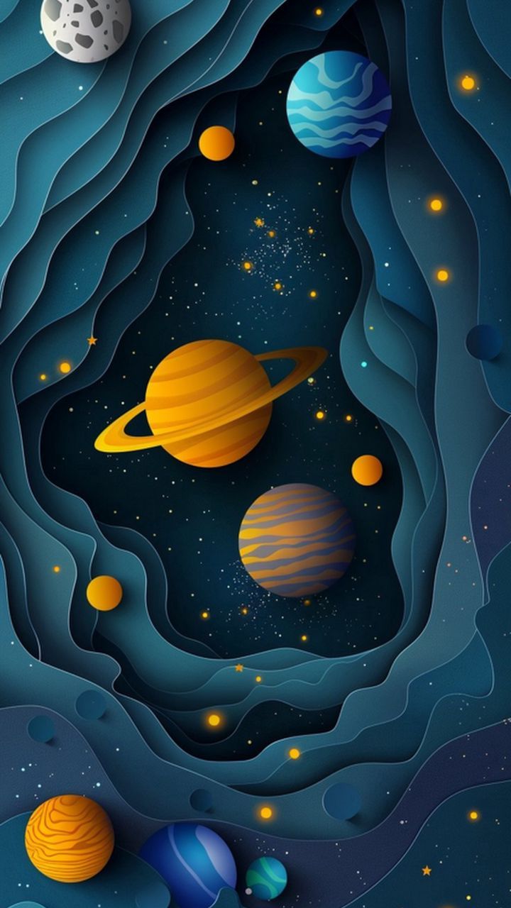 free wallpaper 4K planets, solar system, universe, night sky, stars, art, blue for mobile and desktop
