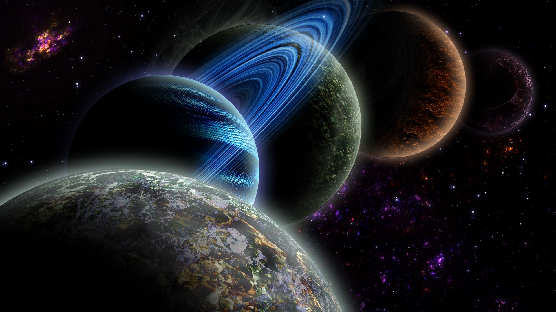 Download wallpaper 1920x1080 planets, galaxy, stars, space, universe full hd, hdtv, fhd, 1080p HD background