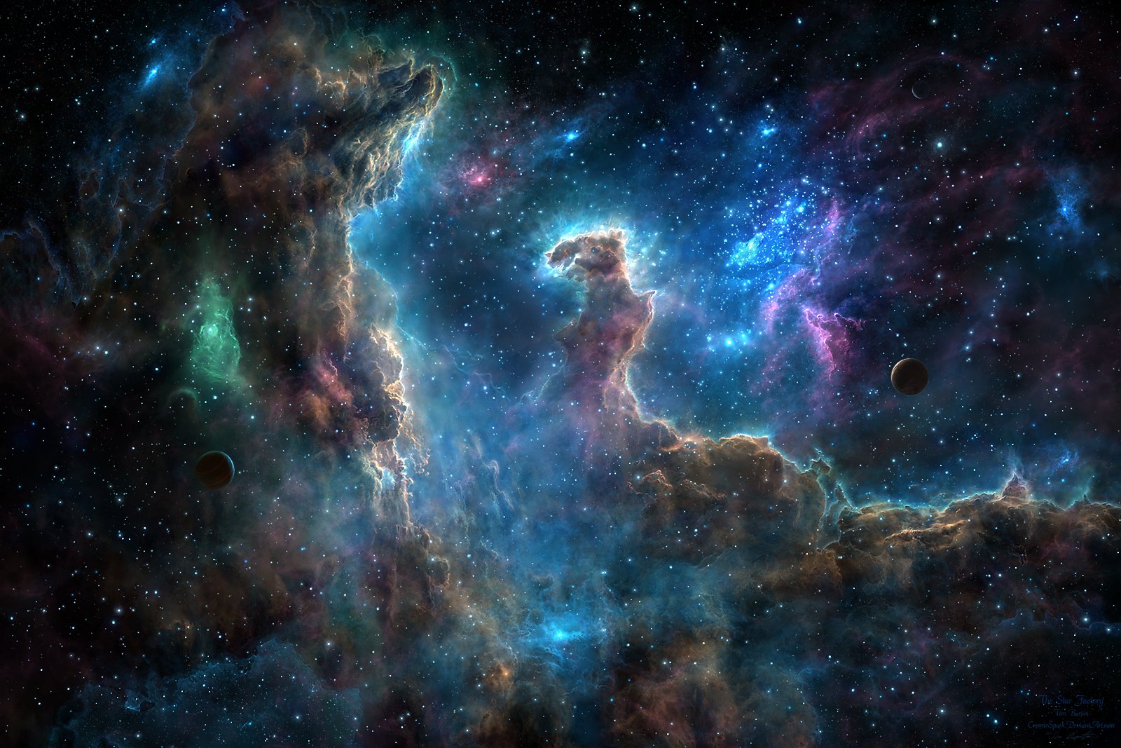 HD Sci Fi Blue Nebula: Stars And Planets In Cosmic Space By Tim Barton