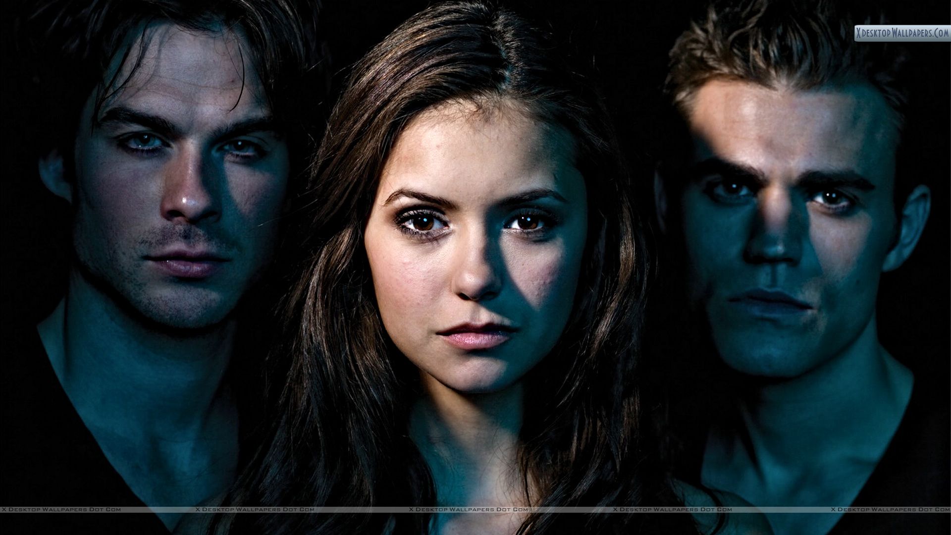 Vampire Diaries All Three Face Closeup Wallpaper