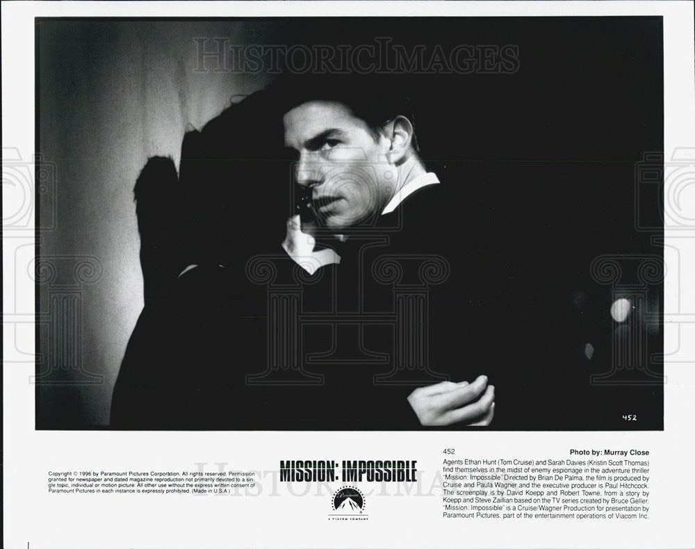 Tom Cruise, Kristin Scott Thomas in Mission: Impossible 1996 vintage promo photo print