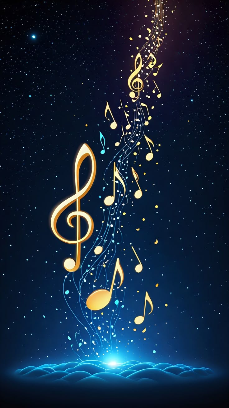 Abstract Music Background with Musical Notes and Stars