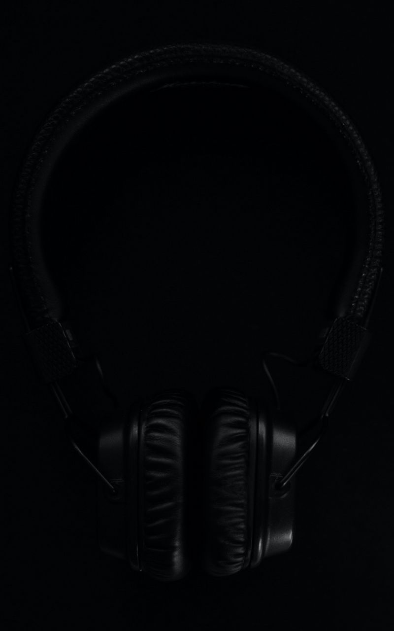 Download Wallpaper 800x1280 Headphones, Black, Dark, Music Samsung Galaxy Note Gt N7000, Meizu Mx2 HD Background