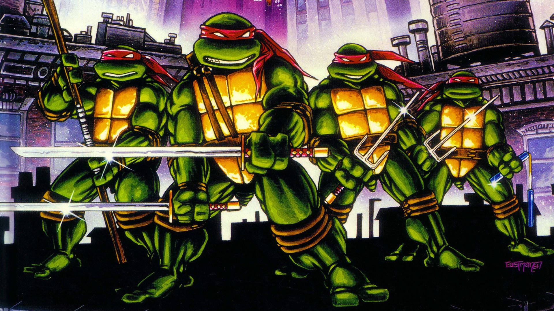 Teenage Mutant Ninja Turtles HD Comic Wallpaper Featuring Raphael and the Team