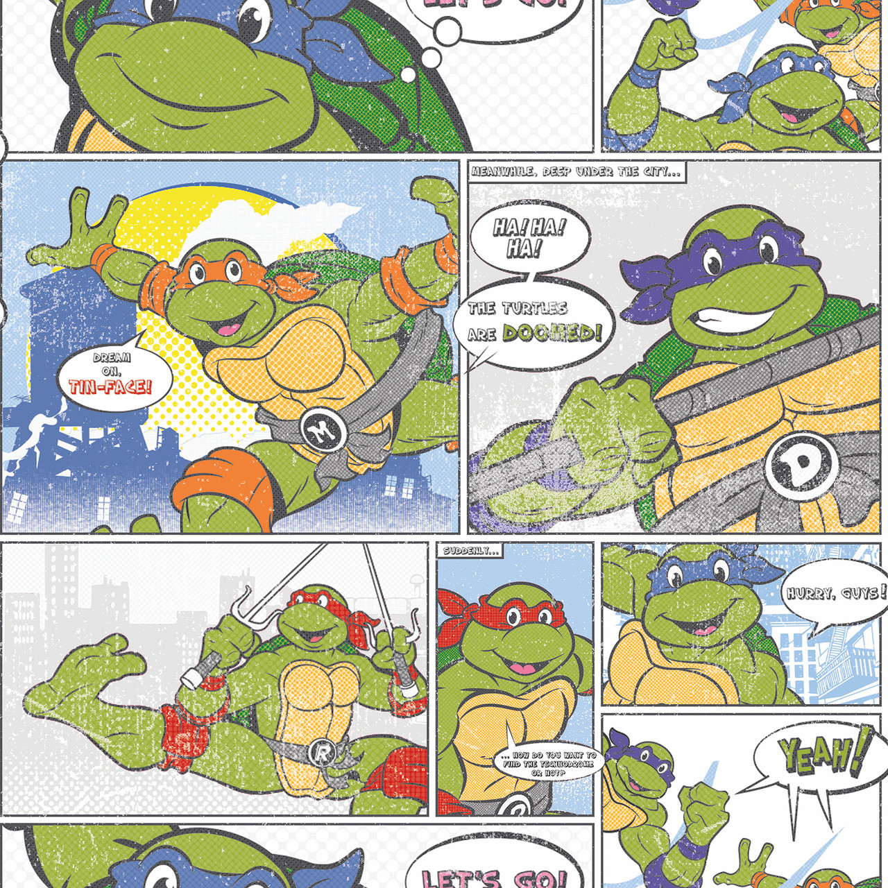 RMK12726PLW Mutant Ninja Turtles Comic Green Peel & Stick Wallpaper