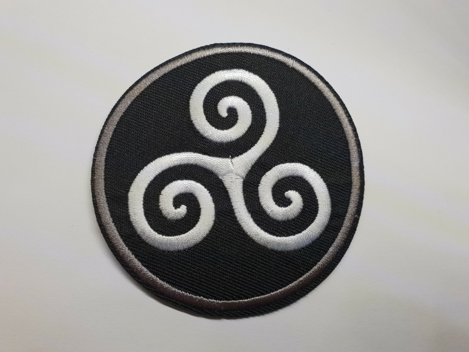 Triskelion symbol iron on or sew on Patch Triple spiral Celtic 3 Karma Triskele