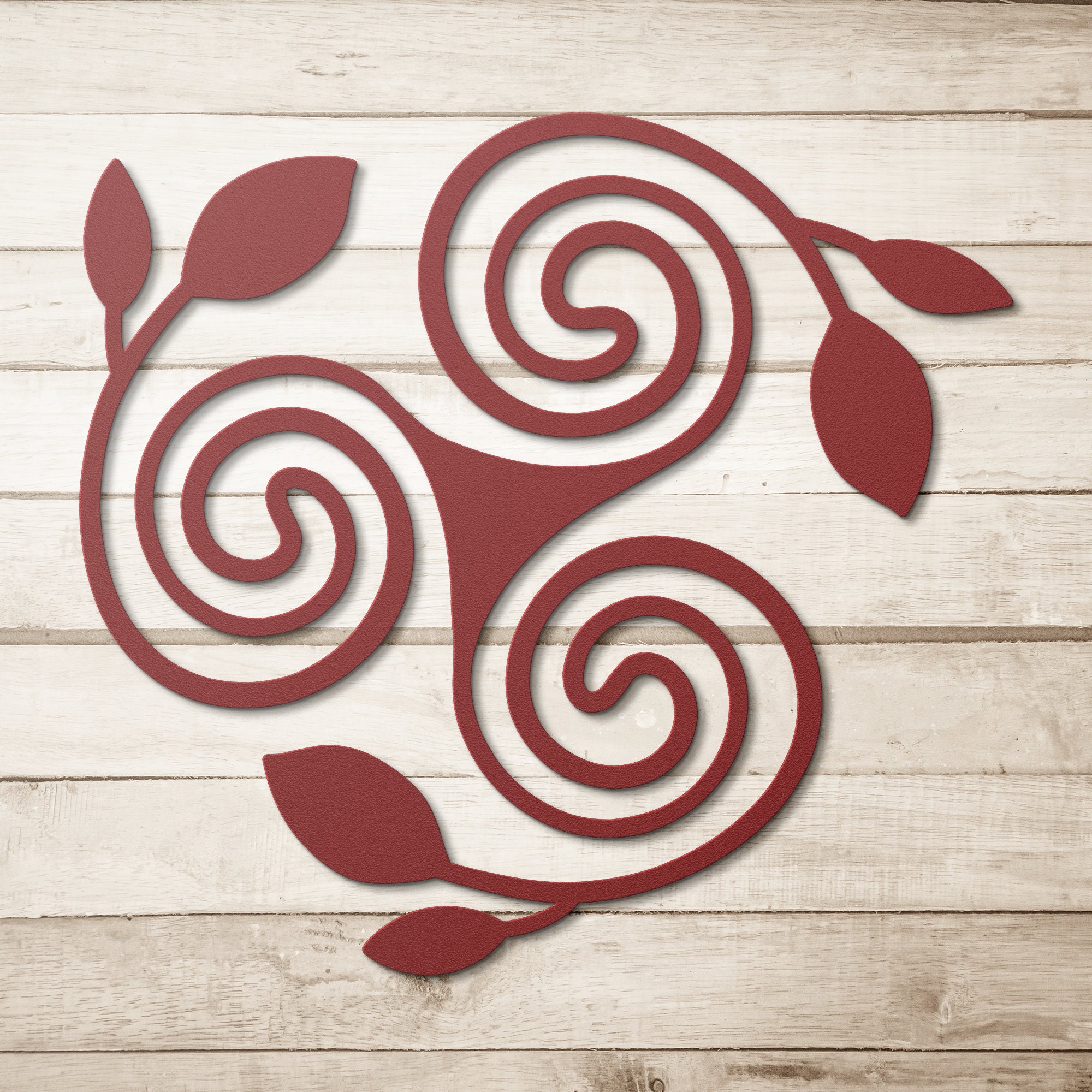 Triskelion Wall Art, Triskeles Floral Wall Decor, Wiccan Pagan Wall Art, Triple Spiral Large Metal Wall Art, Celtic Gift for Her