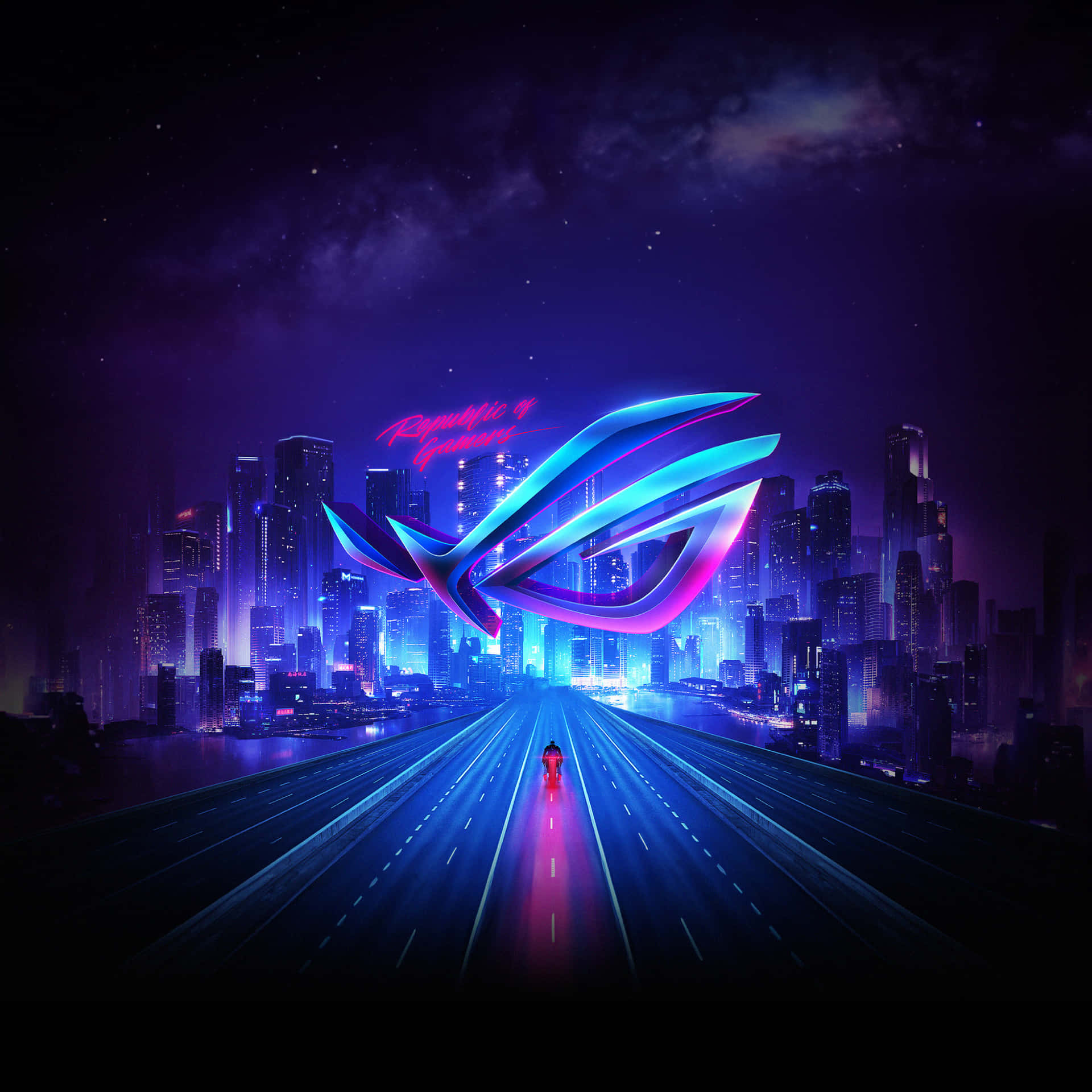 Download Cyberpunk City R O G Logo Wallpaper
