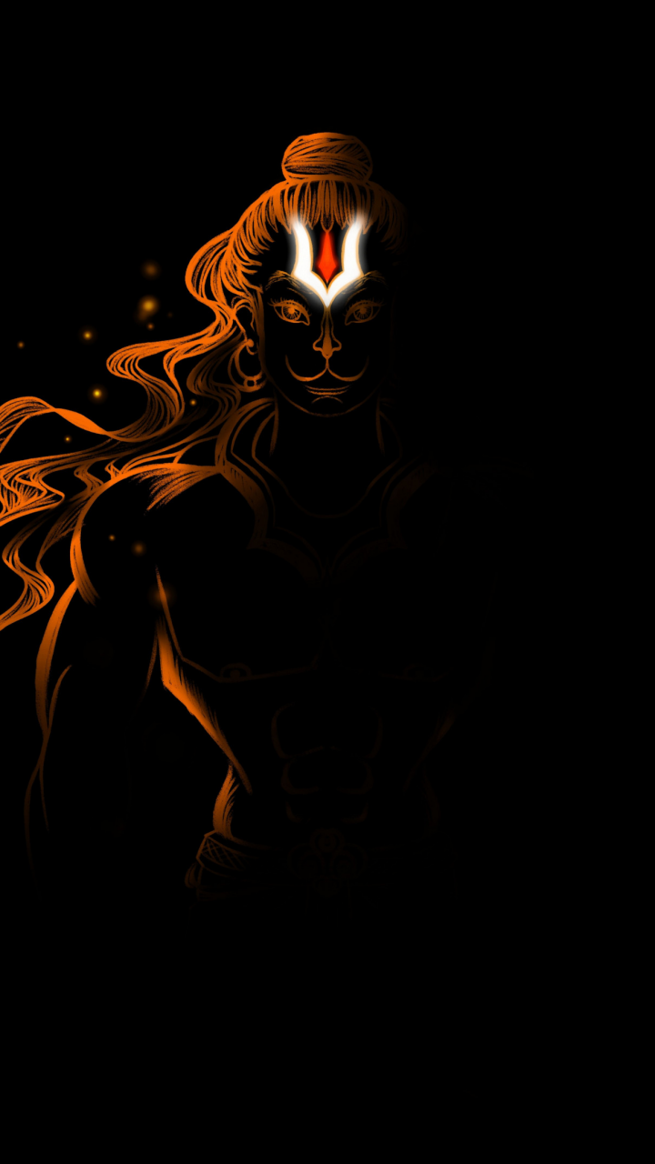Lord Hanuman Wallpaper 4K, Black background, Hindu God