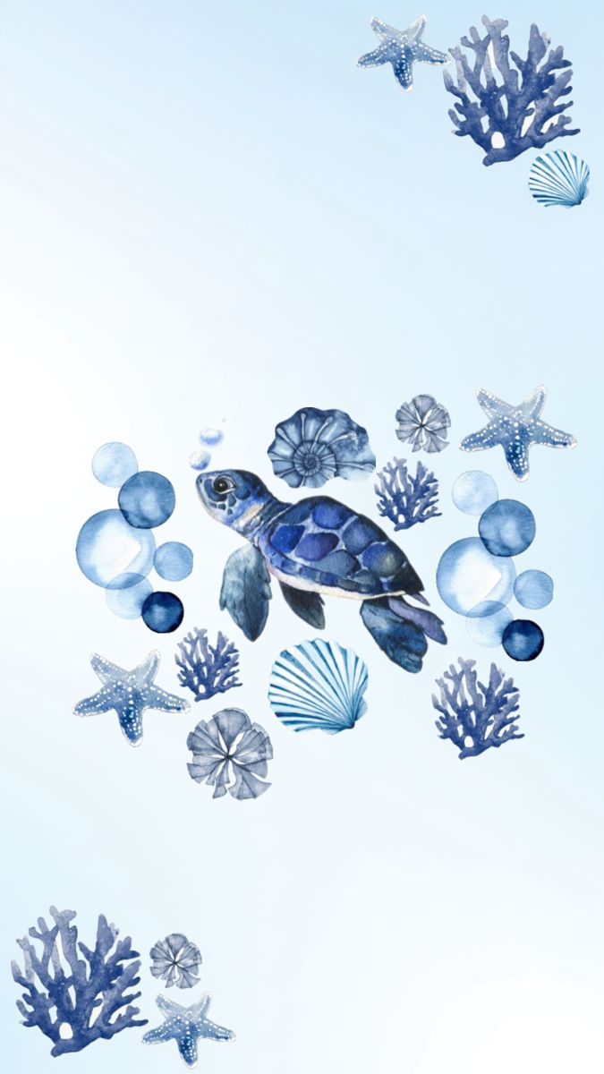 summer watercolor wallpaper. Cute image for wallpaper, Cute blue wallpaper, Turtle wallpaper