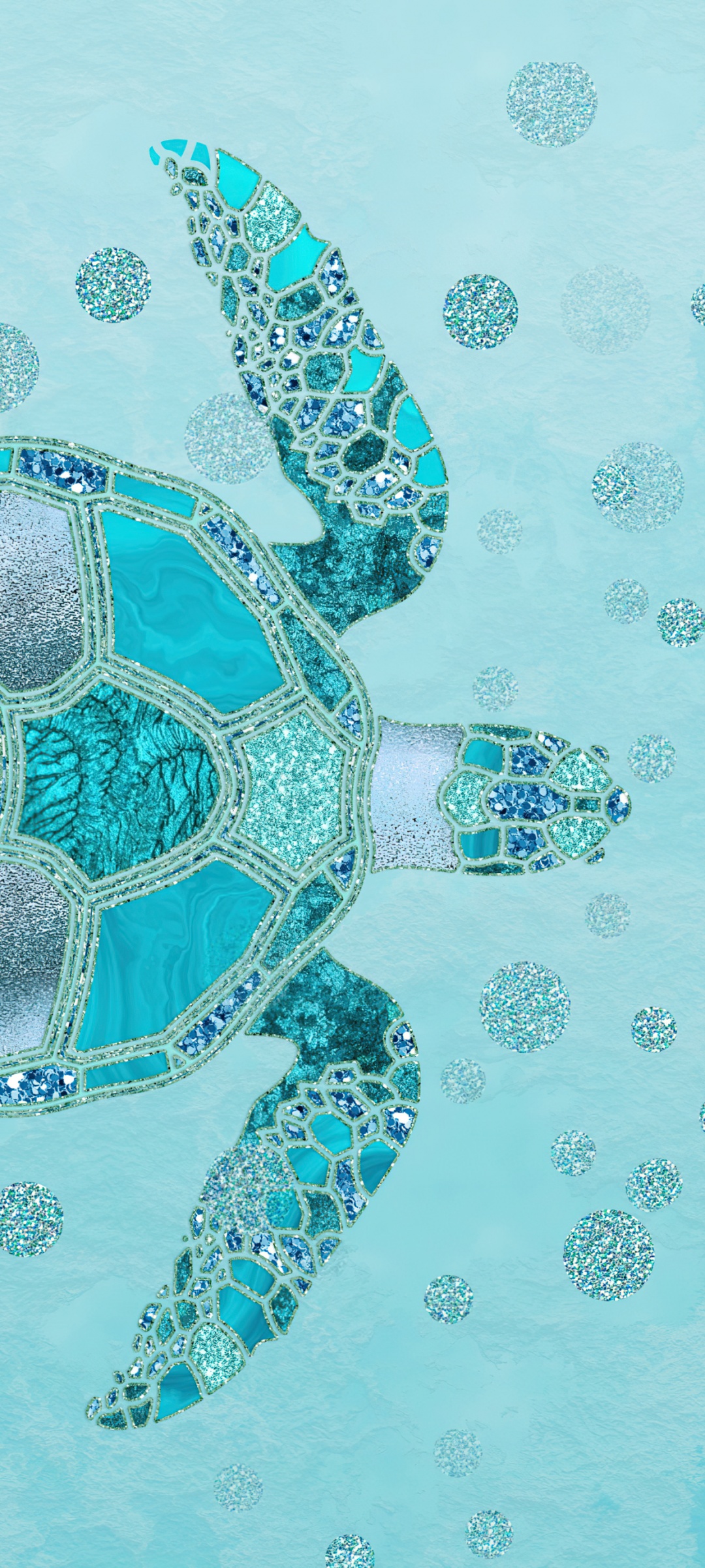 Turtle Wallpaper 4K, Turquoise background