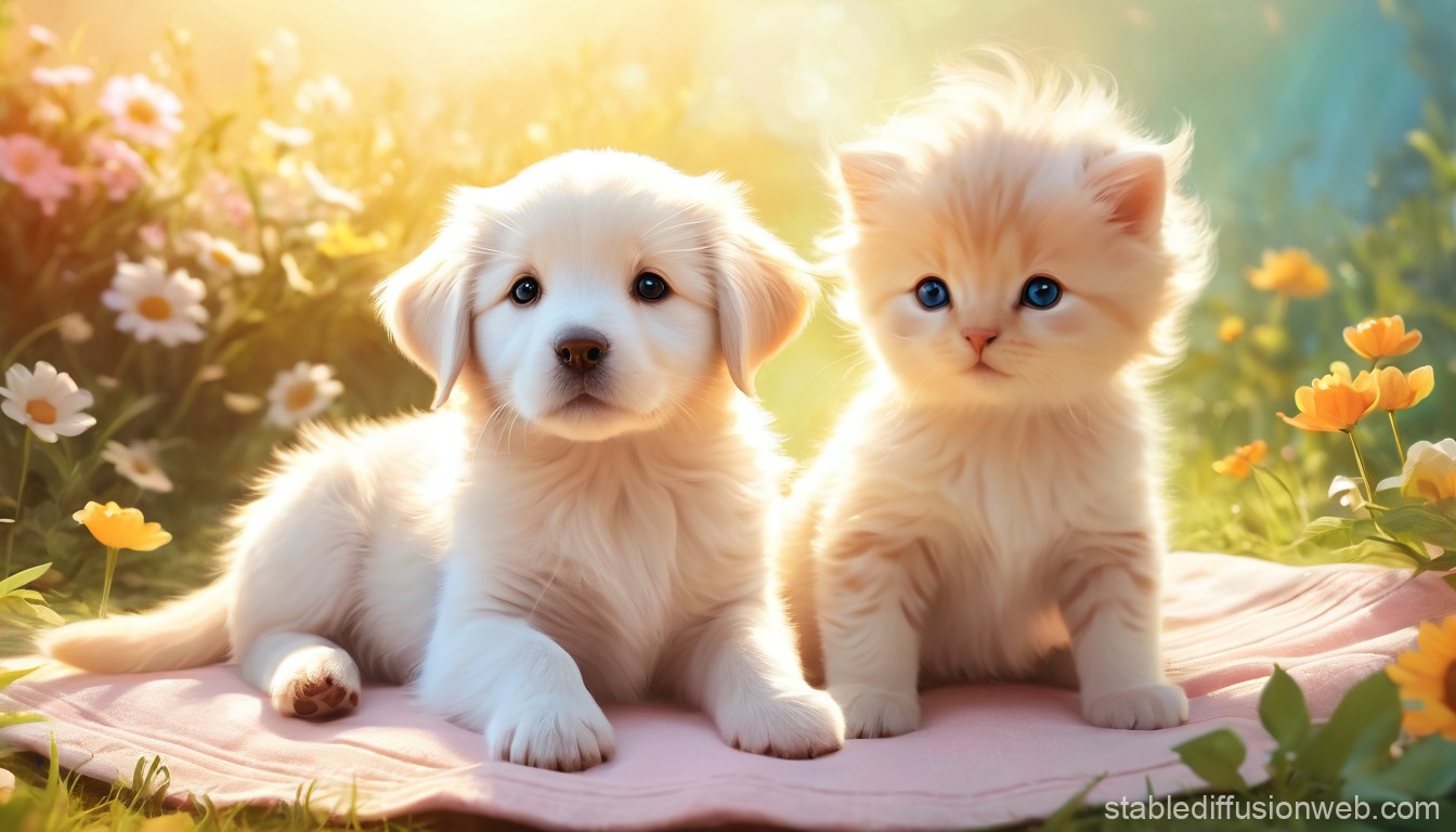 Cute Baby Home Pets in Summer. Stable Diffusion Online