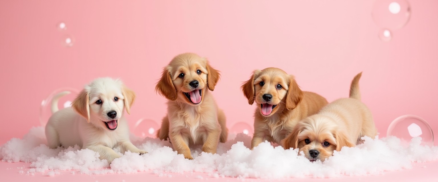 Cute Dogs in Soap Bubbles. Stable Diffusion Online